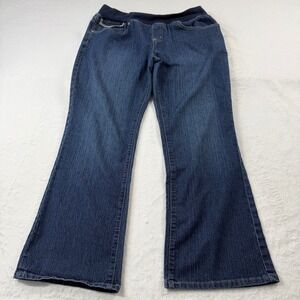 Apollo‎ Jeans Maternity Bootcut Jeans Large Dark Wash Blue Excellent Embroidered